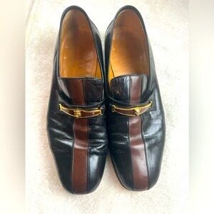 GUCCI Black Leather Feline Lion Medallion Loafers 510104 Mens Sz US 9